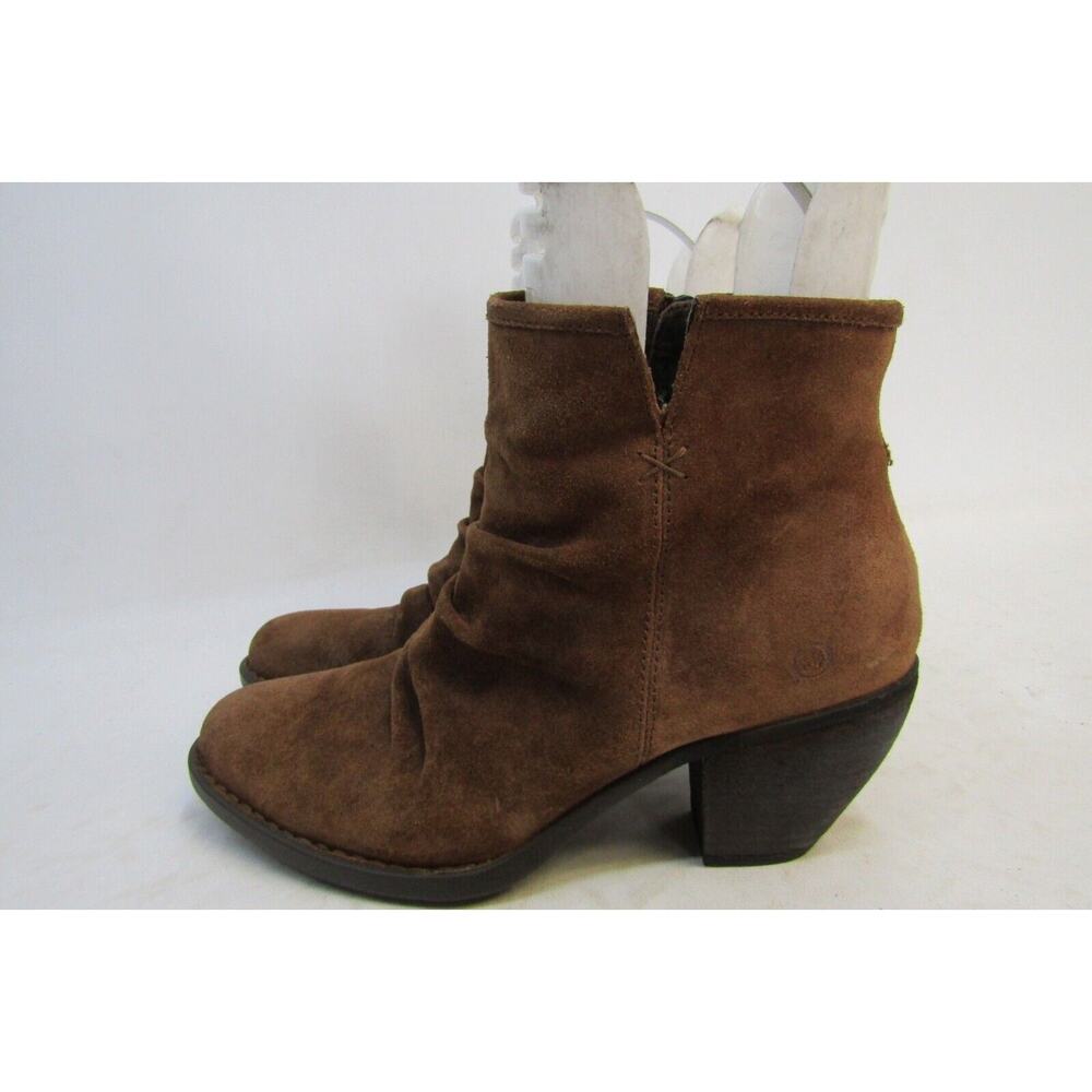 Born Womens Size 9.5 M Brown Suede Zip Ankle Fashion Boots Bootie